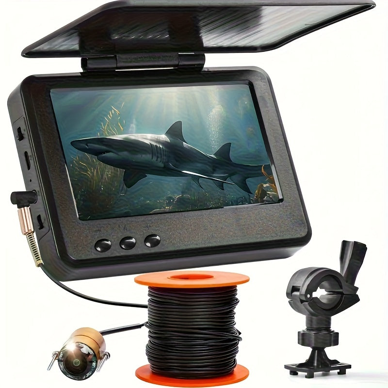 Fish Finder with HD Underwater Camera, 4.3-Inch Screen, 140-Degree Wide-Angle Lens, Fish-Attracting Light, Portable Fishing Viewing Set for Ice, Lake, and River Fishing