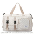 Large Capacity Argyle Travel Duffle Bag - Sports Gym Bag - Spacious & Portable for Overnight & Weekend Trips - Off White, Dark Blue, Green, Pink, Grey, Purple, Khaki & Black