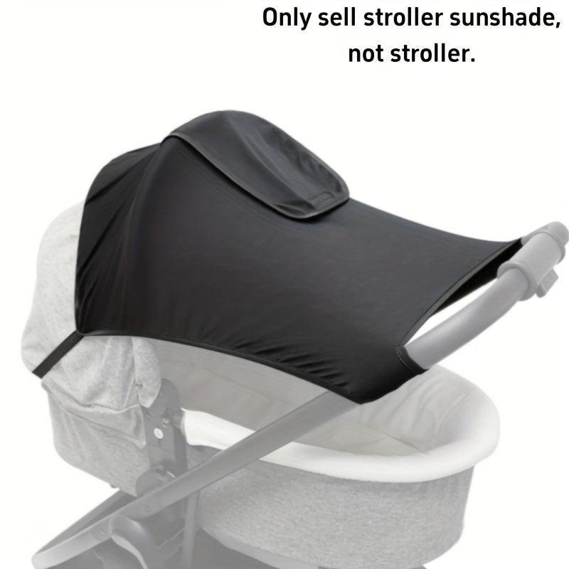 Stroller Canopy Sunshade with Elastic Mesh Sunroof, UV-Resistant Stretchable Single-Piece Sun Cover for Baby Strollers, Lightweight & Easy to Carry, Black