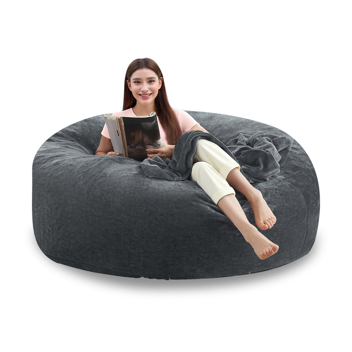 Oversized Bean Bag Chair 4ft 5ft 6ft Memory Foam Filled Micro Velvet Cover Sofa Bed Lounger No Assembly for Living Room Bedroom Adults – 7 Colors