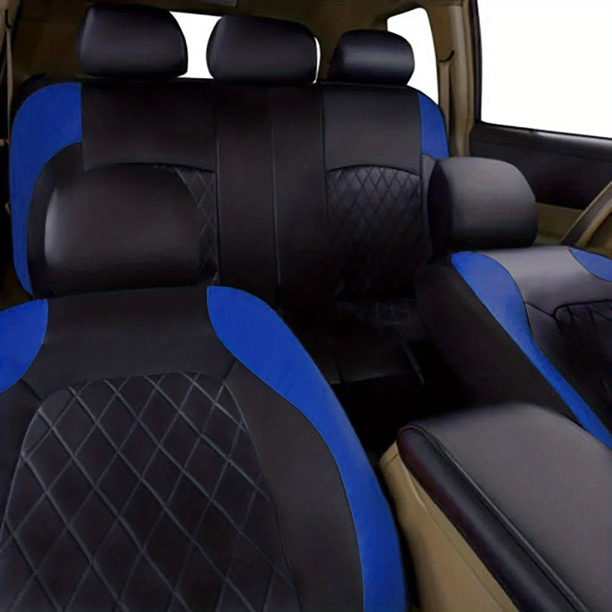 PU Leather Car Seat Covers, Universal Fit, Waterproof, Quilted, All-Season, with Sponge Padding, for Cars, SUVs, Trucks, Gray/Black/Red/Blue, Single or 12-Piece Set