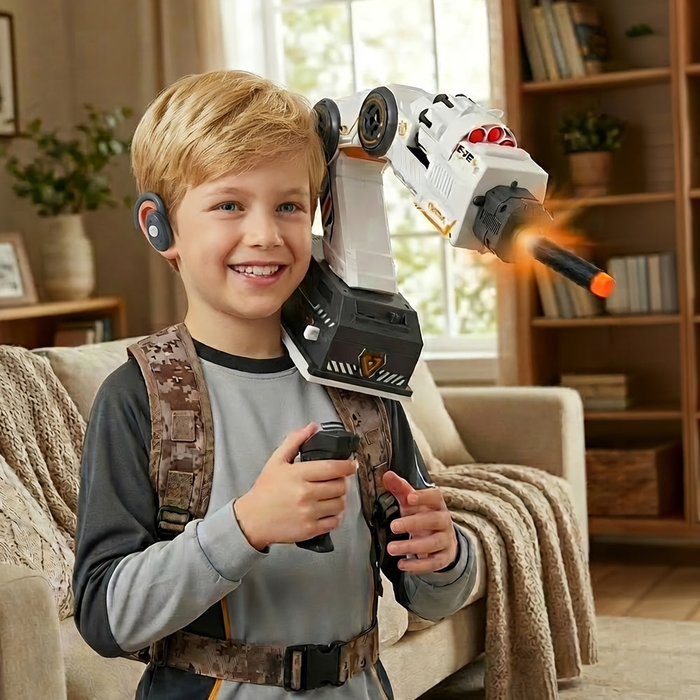 Wearable Shoulder-Mounted Mechanical Arm Soft Bullet Launcher Foam Blaster Tracking Gun for Kids Boys Ages 8+ Outdoor CS Battle Shooting Game Birthday Gift