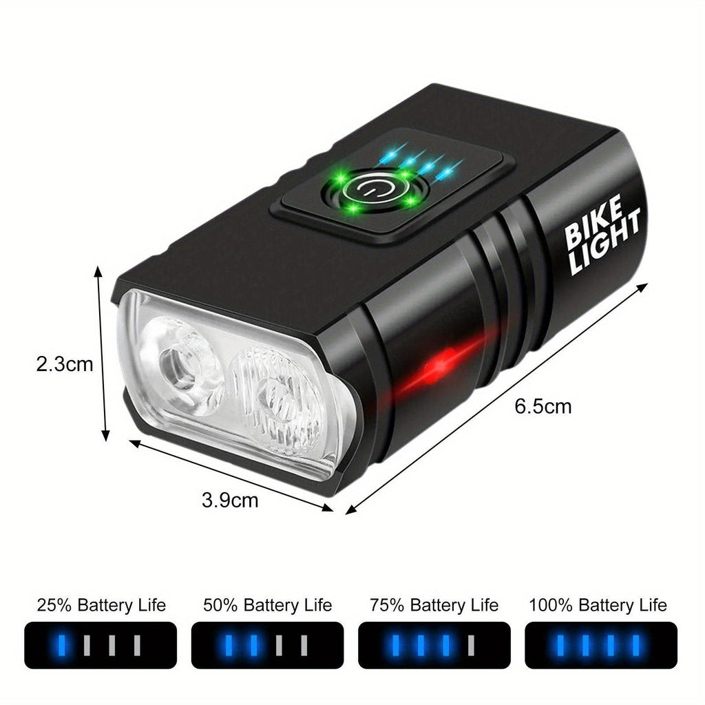 LED Bike Light Set USB-C Rechargeable 1500 Lumens – Front & Rear Bicycle Lights, 6+4 Modes, Waterproof, Power Display, Fast Charging, Safe Night Cycling Lights for Road and Mountain Bikes