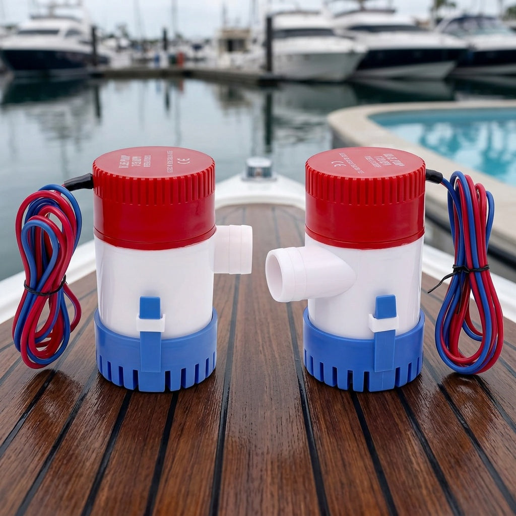 1100GPH 12V Submersible Electric Bilge Pump with Low-Noise Automatic Float Switch for Boats, Yachts, RVs, Pools, and Marine Water Removal