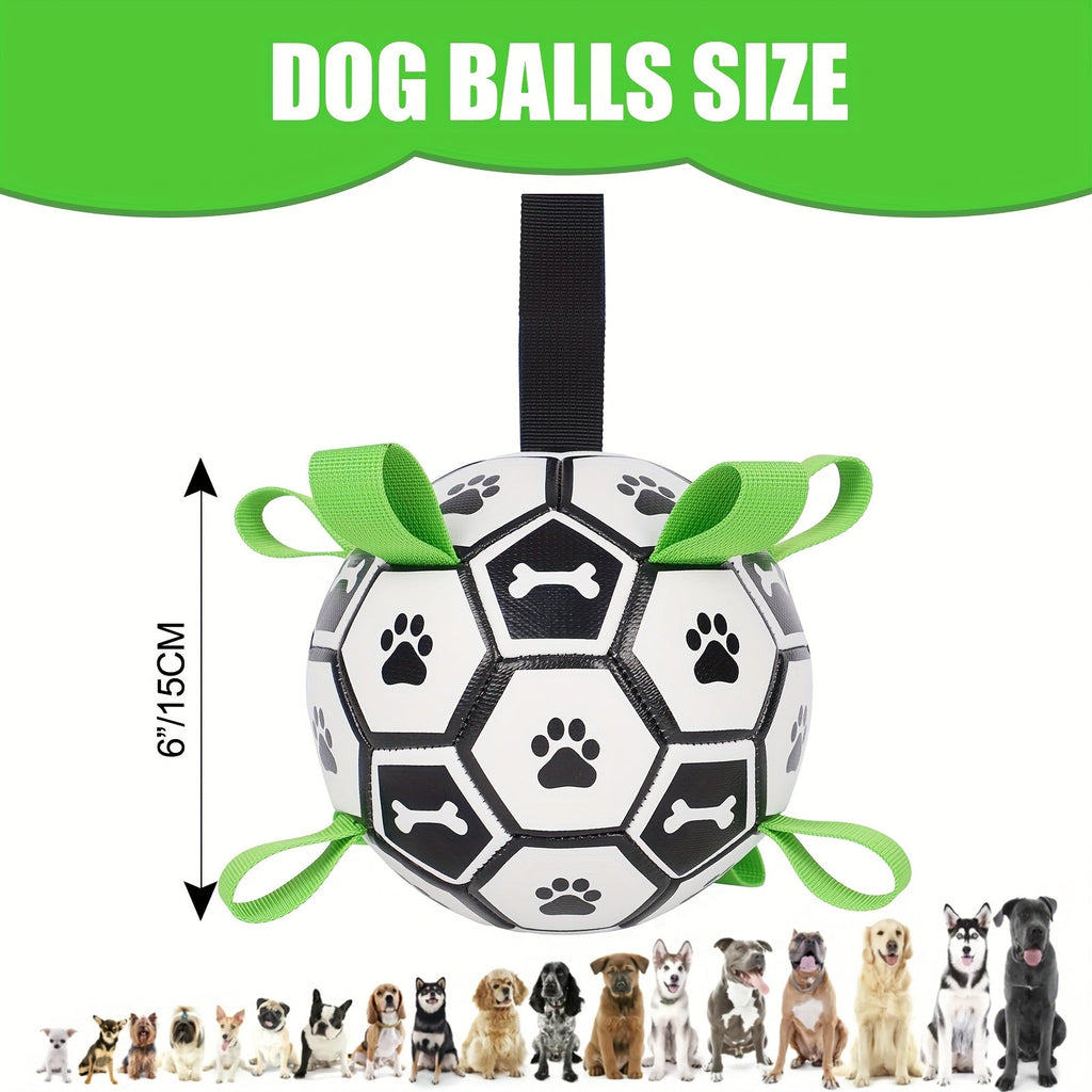 Soccer Ball Dog Toy with Straps – Durable Tug of War & Water Play Toy for Small & Medium Dogs, Includes Inflation Needle, Perfect Christmas & Birthday Gift for Puppies