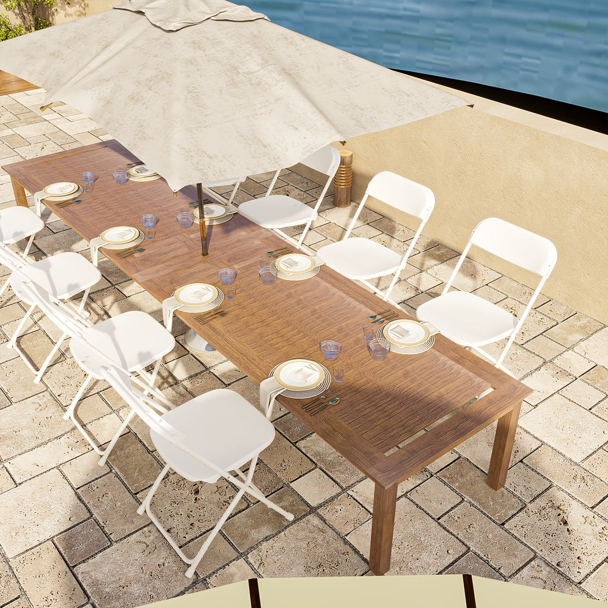 White Folding Chairs 6 10 or 12 Pack Plastic Stackable 350lb Heavy Duty, Portable Party Chairs with Steel Frame for Wedding Office Patio Dining Events, Commercial Grade