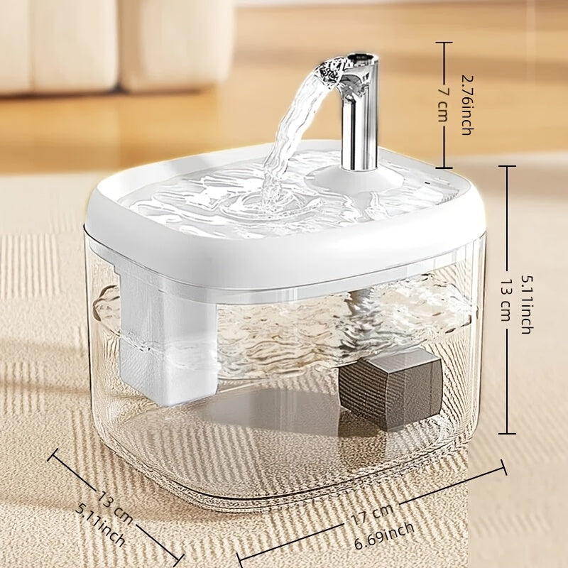 Ultra-Quiet USB Cat Water Fountain – Fully Automatic Circulating Smart Pet Water Dispenser, No Batteries Required, Available in Gray, White & Yellow