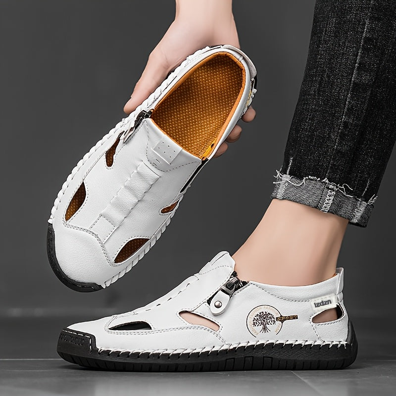 Men's Casual Hiking Sandals - Summer Outdoor Shoes - US 7–13 - White, Black, Blue & Khaki