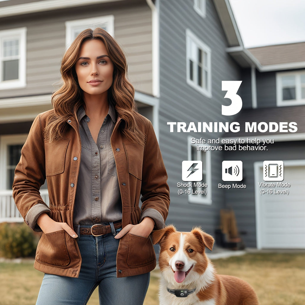 Dog Training Collar with Remote – IP68 Waterproof Rechargeable E-Collar for Small, Medium, and Large Dogs, 3 Safe Training Modes (Beep, Vibration, Shock), 1640ft Range, Black