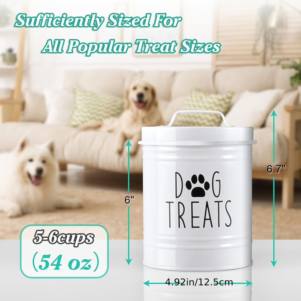 Pet Food Storage Container with Lid - Moisture-Proof Metal Dog Food Bucket, Country Farmhouse Style Airtight Dry Food Keeper for Dogs and Cats, Black/White Kitchen Pet Organizer Gift