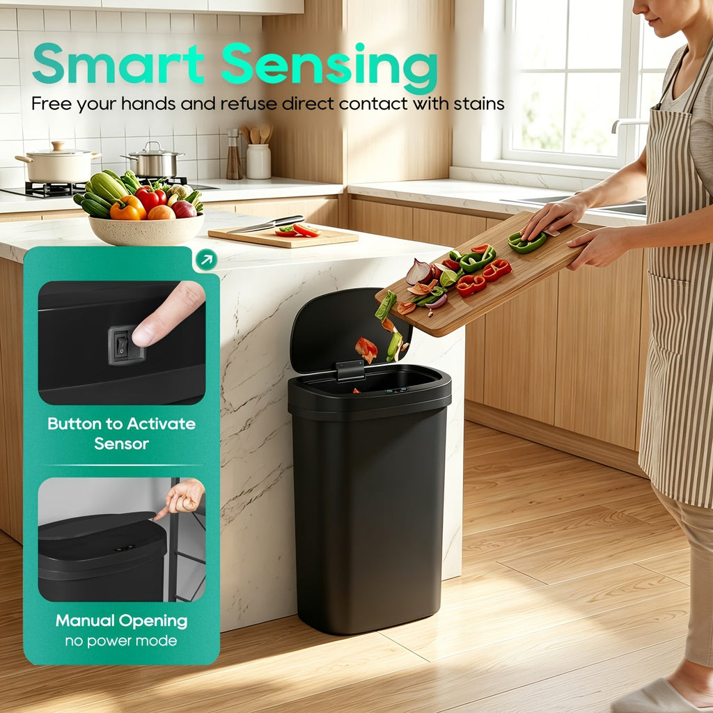 13.21 Gallon Touchless Motion Sensor Trash Bin – Hands-Free Automatic Trash Can for Kitchen Office Bedroom Living Room in 6 Colors