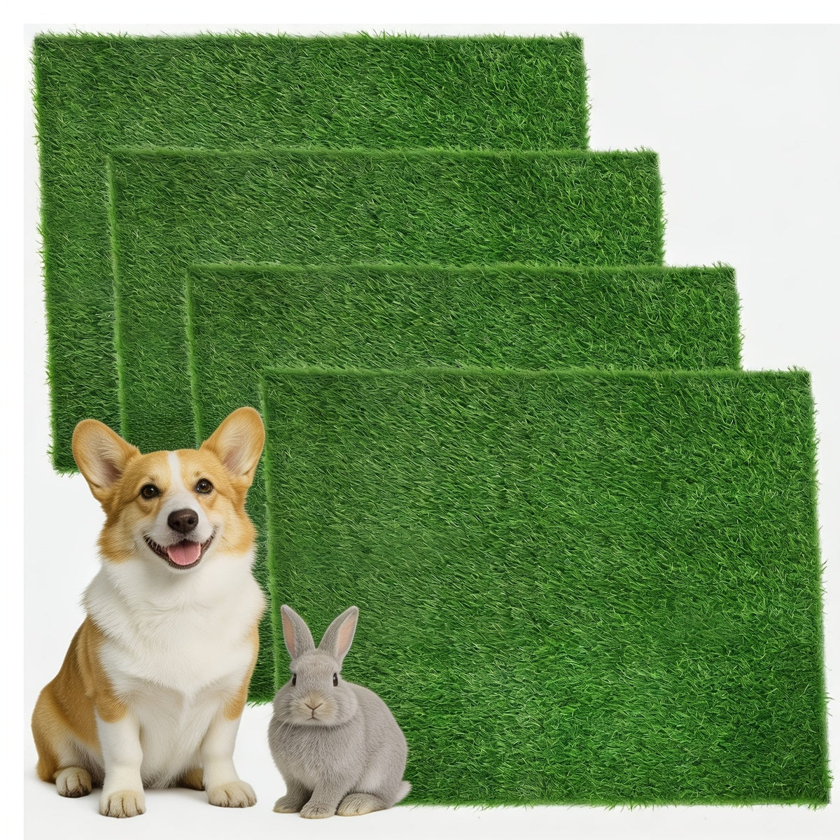 2-Pack Washable Dog Potty Training Mat, Reusable Artificial Grass Pad with Odor Control for Puppies and Adult Dogs, Indoor/Outdoor Housebreaking and Travel Pet Waste Solution