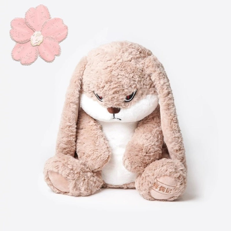Bunny Rabbit Plush Stuffed Animal Pet Toy with Vivid Eyes, Fluffy Ears, Soft Huggable Interactive Cuddle Toy for Cats, Kittens, Dogs, and Puppies - Devil Long-Eared Rabbit Design