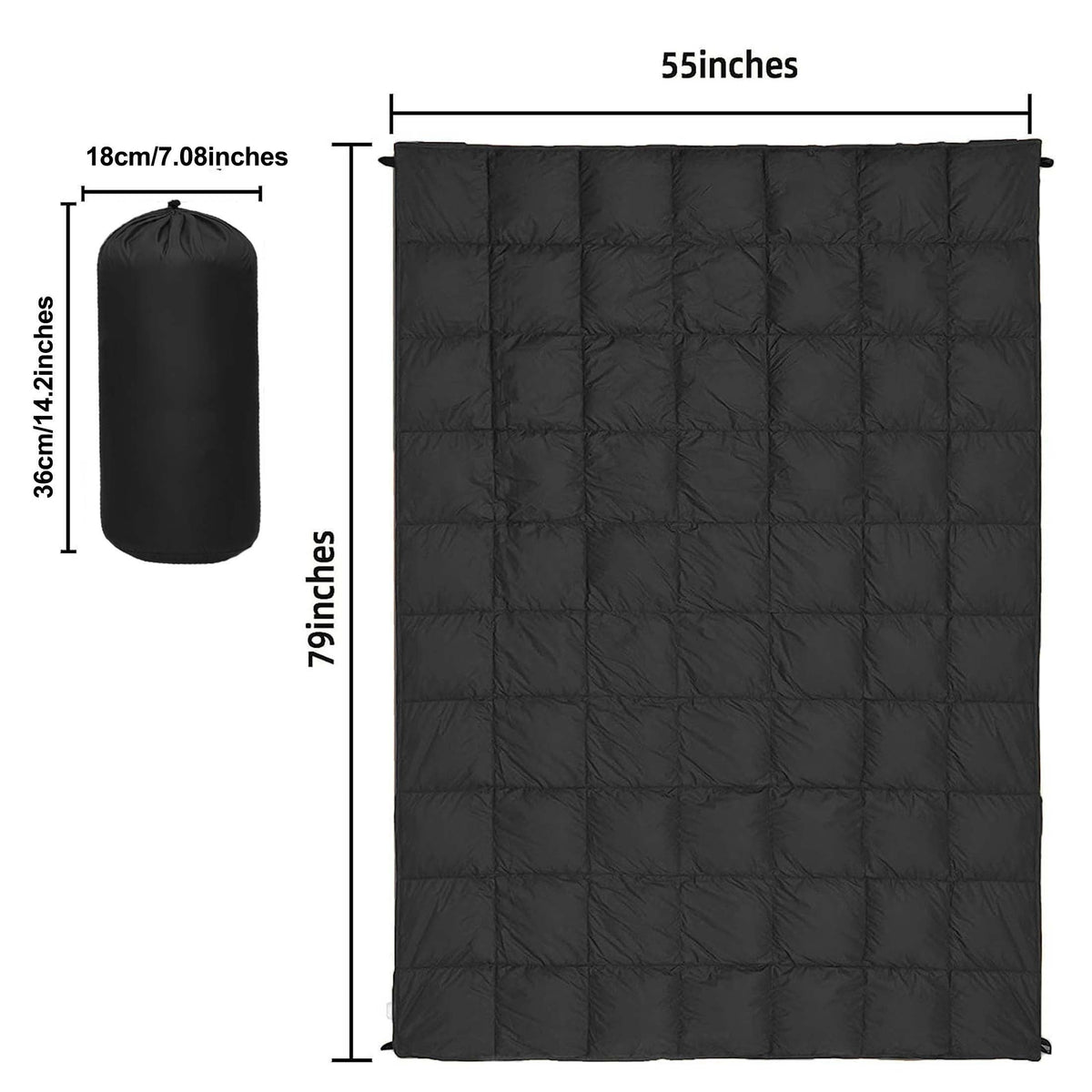 Outdoor Camping Puffy Blanket, Foldable, Lightweight, Warm, DWR Water-Resistant, with 3D Eye Mask, 140x200cm, for Camping, Travel, Car, Beach, Stadium, Hammock, Sofa, Festival