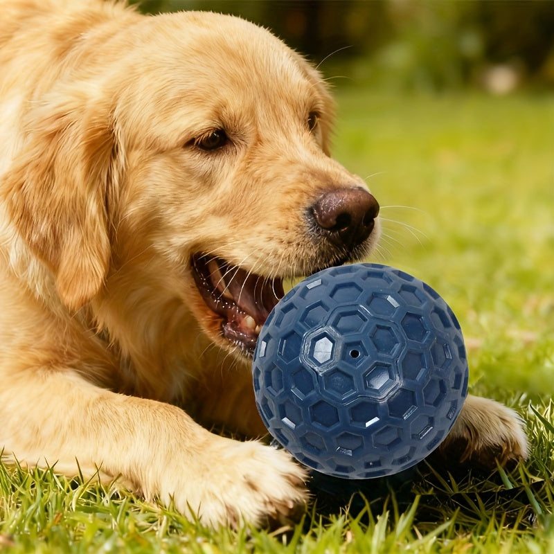 Squeaky Dog Toy Ball for Large Dogs - Super Tough Rubber Bite-Resistant Teeth Cleaning Chew Ball, Interactive Food Dispensing Puzzle Toy, Durable Teething & Squeaker Ball for Aggressive Chewers