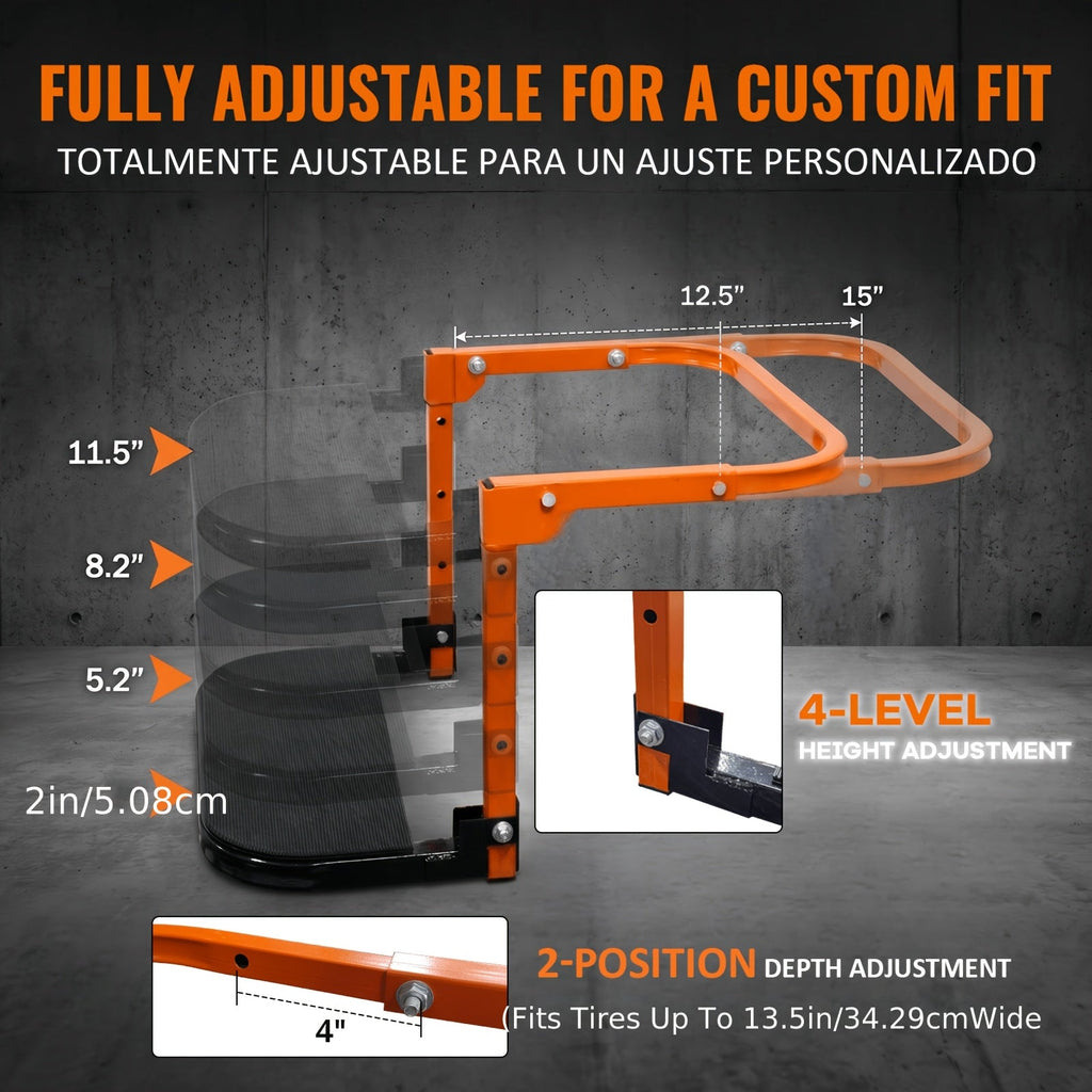 Foldable Anti-Slip Tire Step for Truck, SUV, and Trailer – Adjustable Height, 300/500/650 LB Load Capacity, Fits Tires Up to 13.5" Wide, Portable Tire Step Stool