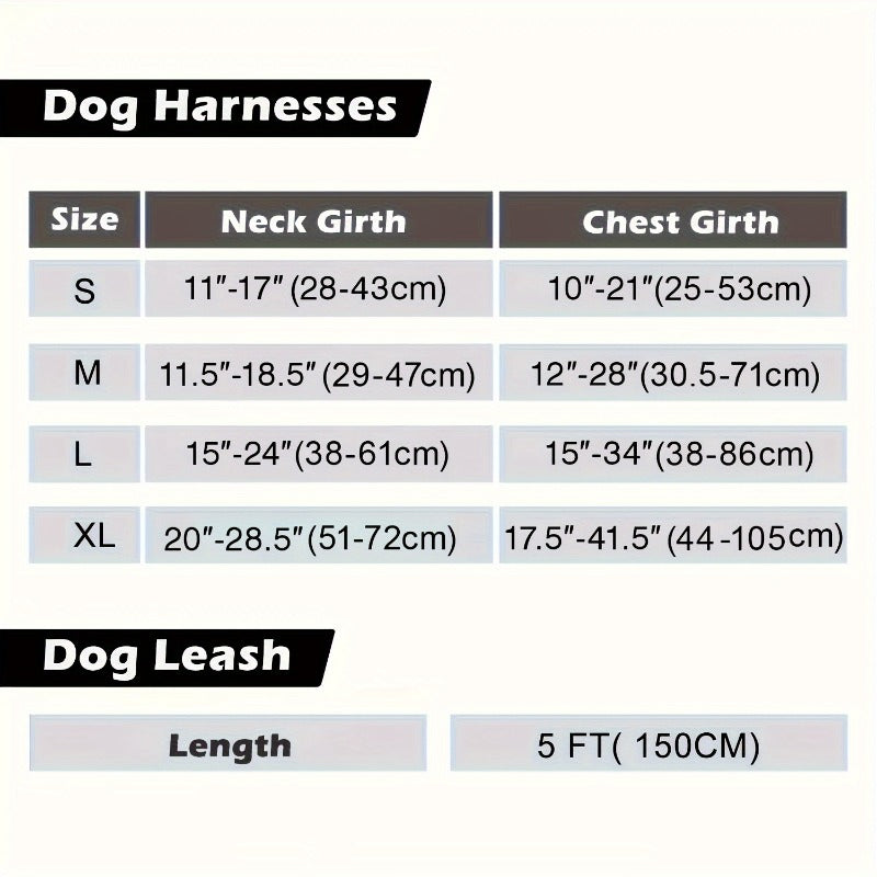 No-Pull Dog Harness and Leash Set – Adjustable Reflective Oxford Vest Harness with 5-Foot Padded Handle Leash for Medium to Large Dogs, Quick-Release Buckles, Sizes S-XL, 5 Colors