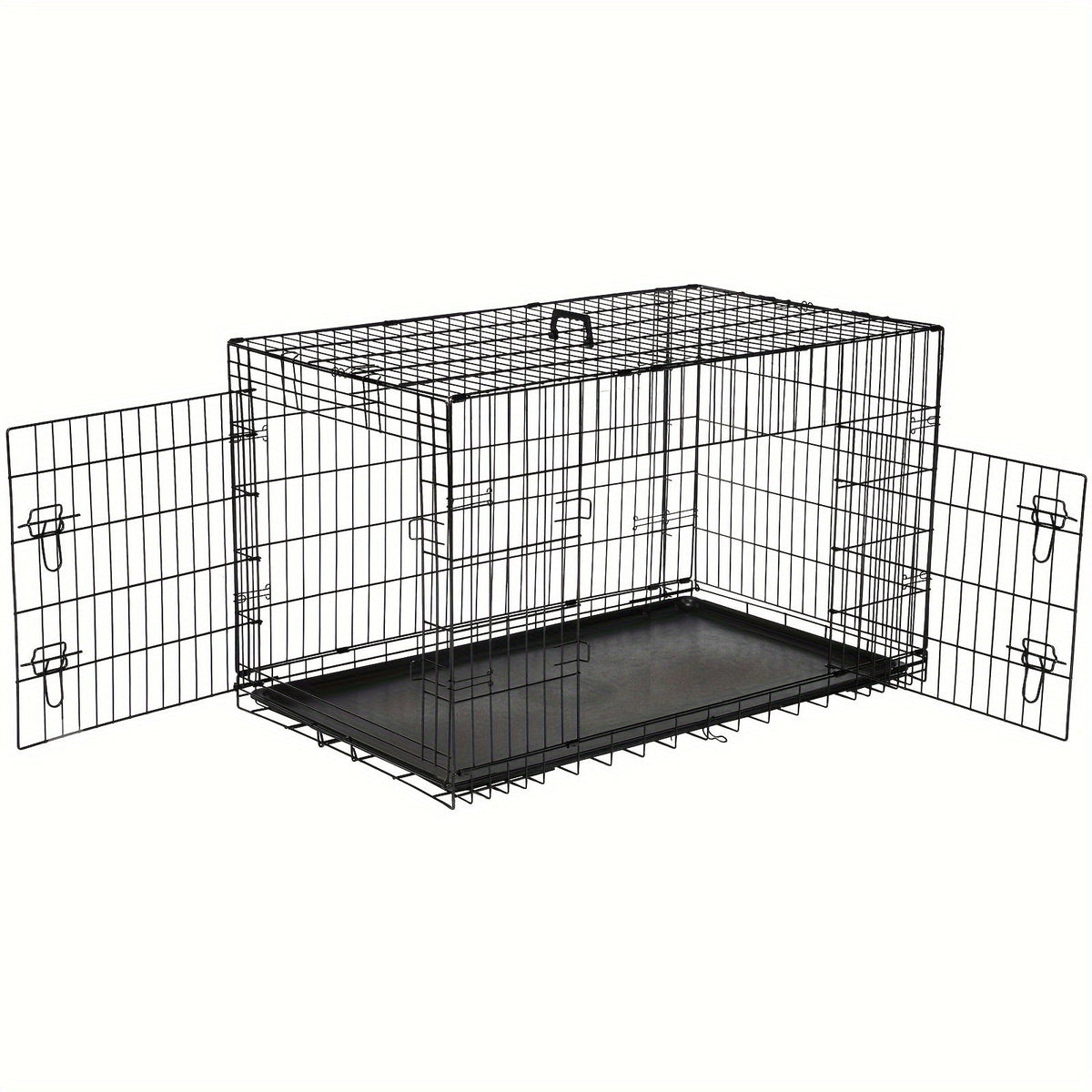 Foldable Double-Door Metal Wire Dog Crate with Divider Panel and Leak-Proof Tray, Indoor/Outdoor Travel Pet Kennel for Small, Medium, Large, and XL Dogs, 4 Sizes Available