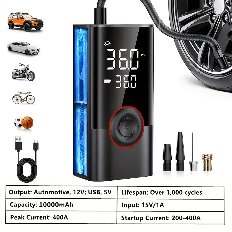 150PSI Cordless Digital Tire Inflator with Protective Case – Portable Air Compressor Pump for Cars, Motorcycles, Bikes, SUVs, and Trucks, Auto Emergency Kit, Gift for Men & Dad