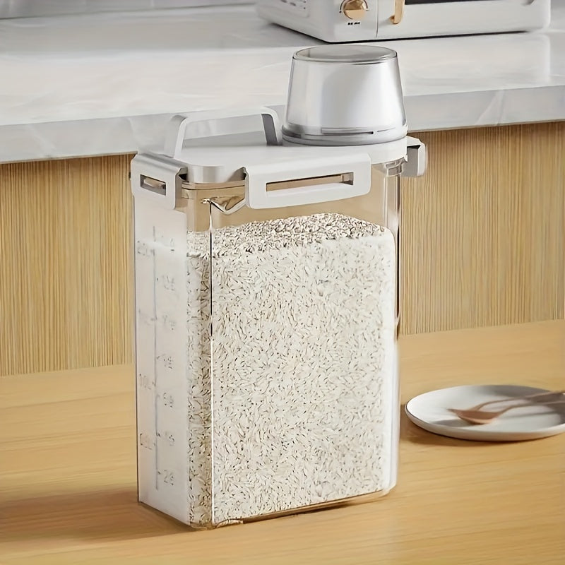 Airtight Food Storage Container with Lid - Portable Leak-Proof Kitchen & Pantry Organizer for Grains, Nuts, Flour & Rice - White