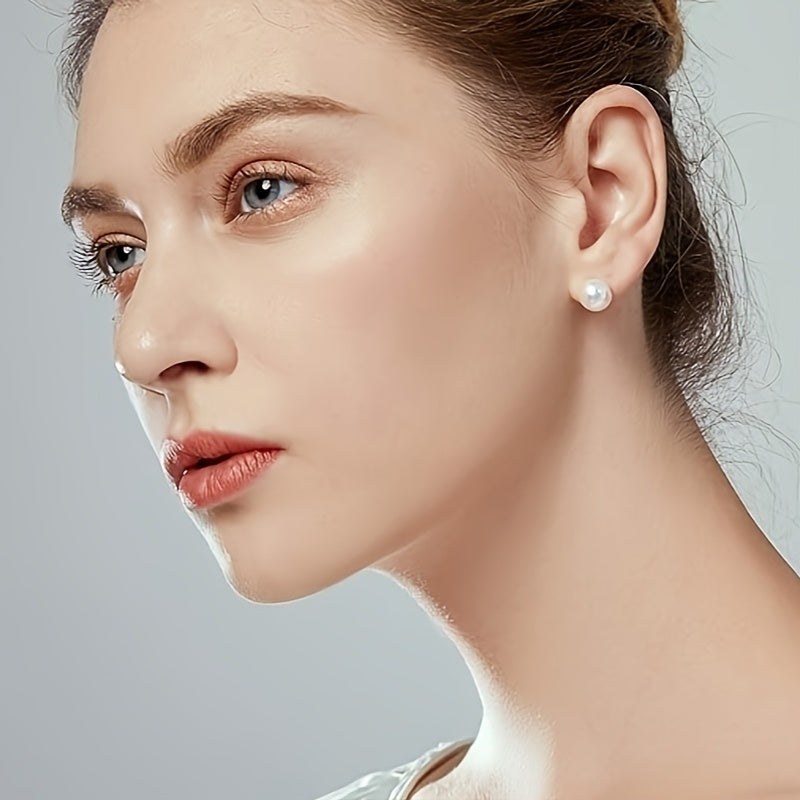 925 Sterling Silver Freshwater Pearl Stud Earrings for Women – 2 Pairs 7mm Hypoallergenic Classic Pearl Earrings, Elegant Jewelry Gift for Valentine’s Day, Mother’s Day, Birthday, and Anniversary