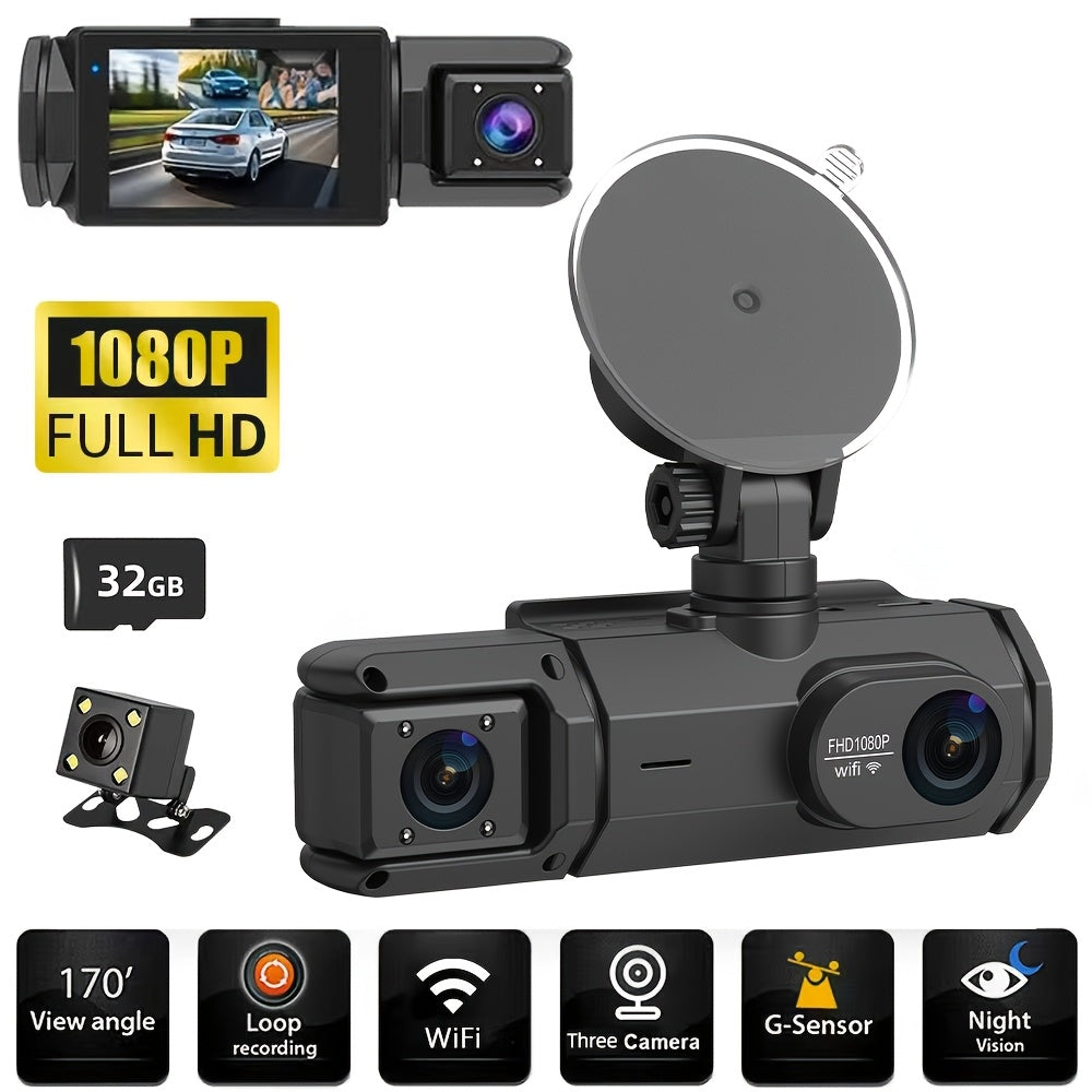 Dash Cam S2N 1080P HD Front and Rear Dual Camera with ADAS, Night Vision, G-Sensor, Loop Recording, 24Hr Parking Mode, 170° Wide Angle, 2" IPS Screen Car DVR, SD Card Not Included