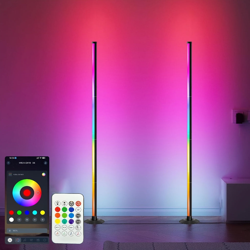 Smart RGBICB LED Floor Lamp with App and Remote Control, Color-Changing Corner Mood Lighting for Living Room, Bedroom, Gaming Room, Office, Home Decor, Birthday, and Christmas Gift