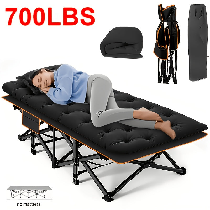 Portable Folding Bed & Camping Cot - 500, 600 & 700 lbs Capacity - Adult Guest Bed - Outdoor, Camping, Yard & Lunch Break - Black & Grey - With or Without Mattress