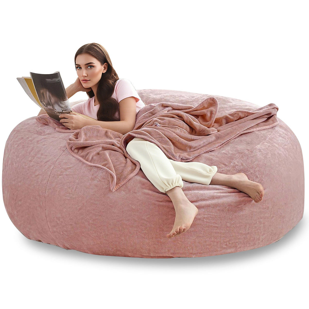 Oversized Bean Bag Chair 4ft 5ft 6ft Memory Foam Filled Micro Velvet Cover Sofa Bed Lounger No Assembly for Living Room Bedroom Adults – 7 Colors