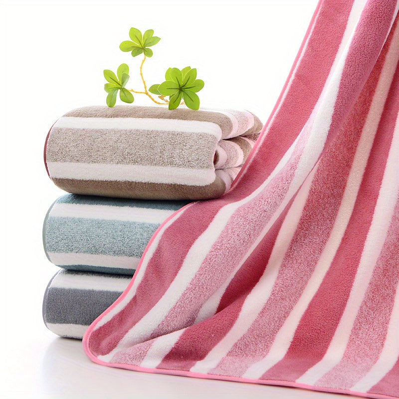 Striped Bath Towel Set, Absorbent, Quick-Dry, Super Soft, Skin-Friendly, 27.6x55.1 Inch, for Home Bathroom, Beach – Available in 1 or 4 Pack, Multiple Colors