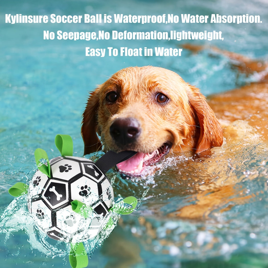 Soccer Ball Dog Toy with Straps – Durable Tug of War & Water Play Toy for Small & Medium Dogs, Includes Inflation Needle, Perfect Christmas & Birthday Gift for Puppies