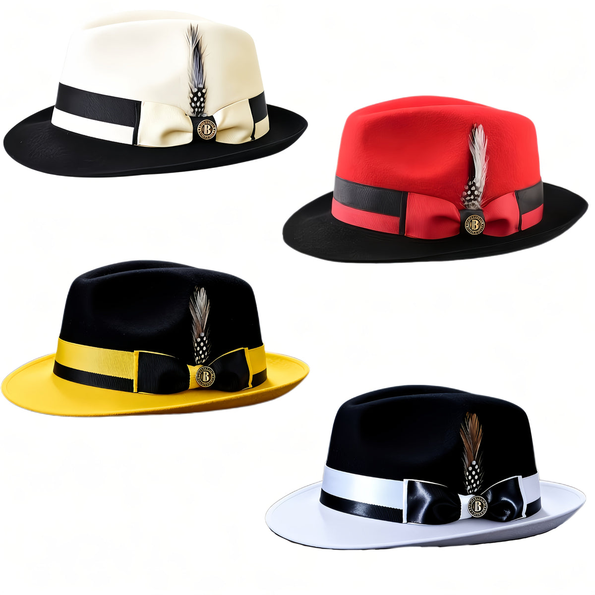 Men's Vintage British Gentleman Top Hat – Cashmere Wool Blend Adjustable 57-60cm, Classic Fall Winter Dress Hat in Black, White, Red, and Yellow, Stylish Gift for Men's Birthdays and Holidays