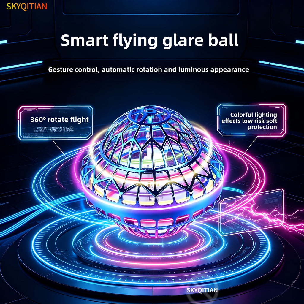 UFO Magic Flying Ball Toy with LED Light – Hand-Controlled Boomerang Hover Ball with Intelligent Gesture Sensing, Suitable for Indoor/Outdoor Play, Parties, and Gifts for Kids, Boys, and Girls (Halloween/Christmas)
