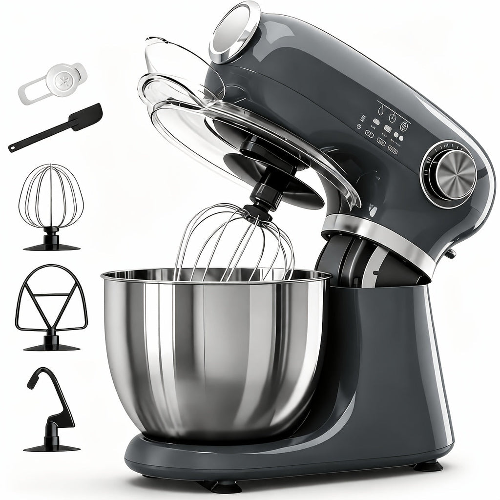 4-in-1 Stand Mixer 350W, 12-Speed with Pulse, 5.5Qt Stainless Steel Bowl, Dough Hook, Whisk & Mixing Paddle, Electric Kitchen Mixer for Cake Bread Dough Baking, Home & Professional Use