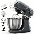 4-in-1 Stand Mixer 350W, 12-Speed with Pulse, 5.5Qt Stainless Steel Bowl, Dough Hook, Whisk & Mixing Paddle, Electric Kitchen Mixer for Cake Bread Dough Baking, Home & Professional Use