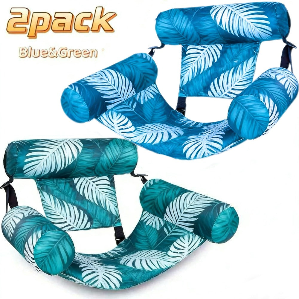 Inflatable Leaf-Design Pool Lounge Chair for Adults - Portable Summer Float for Pool, Beach, and Lakeside Parties - Available in Blue or Green, 1-Pack or 2-Pack