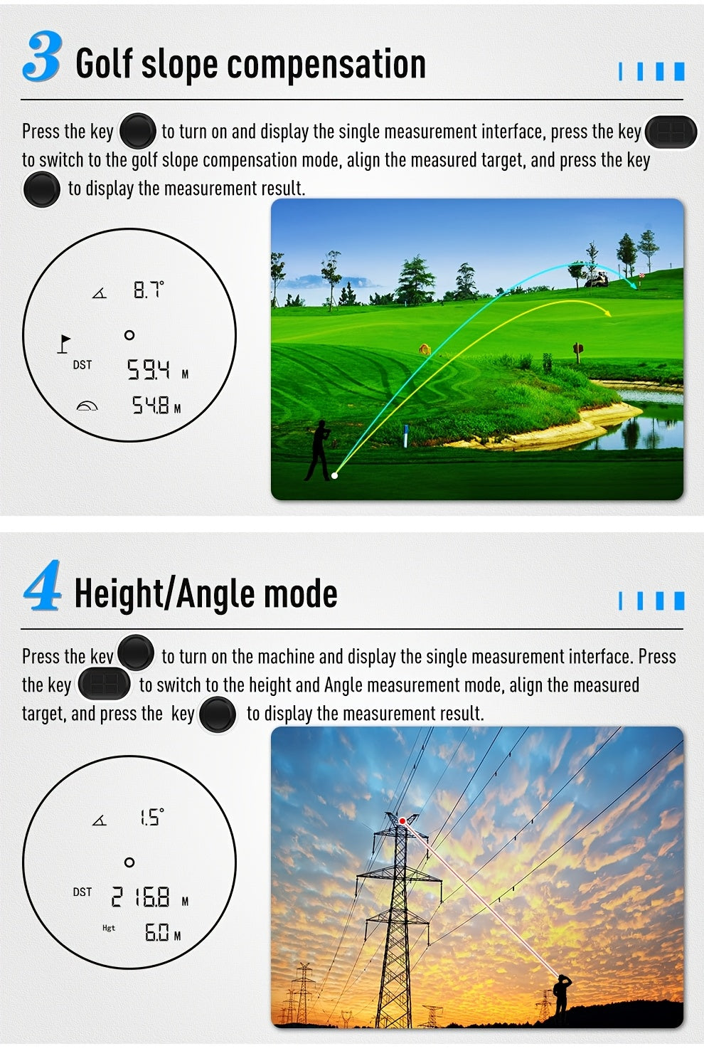 1200 Yard Laser Golf Rangefinder, 6X Magnification, Slope Switch, Pulse Vibration, Target Lock, Trajectory Compensation, Type-C Rechargeable for Golf and Hunting