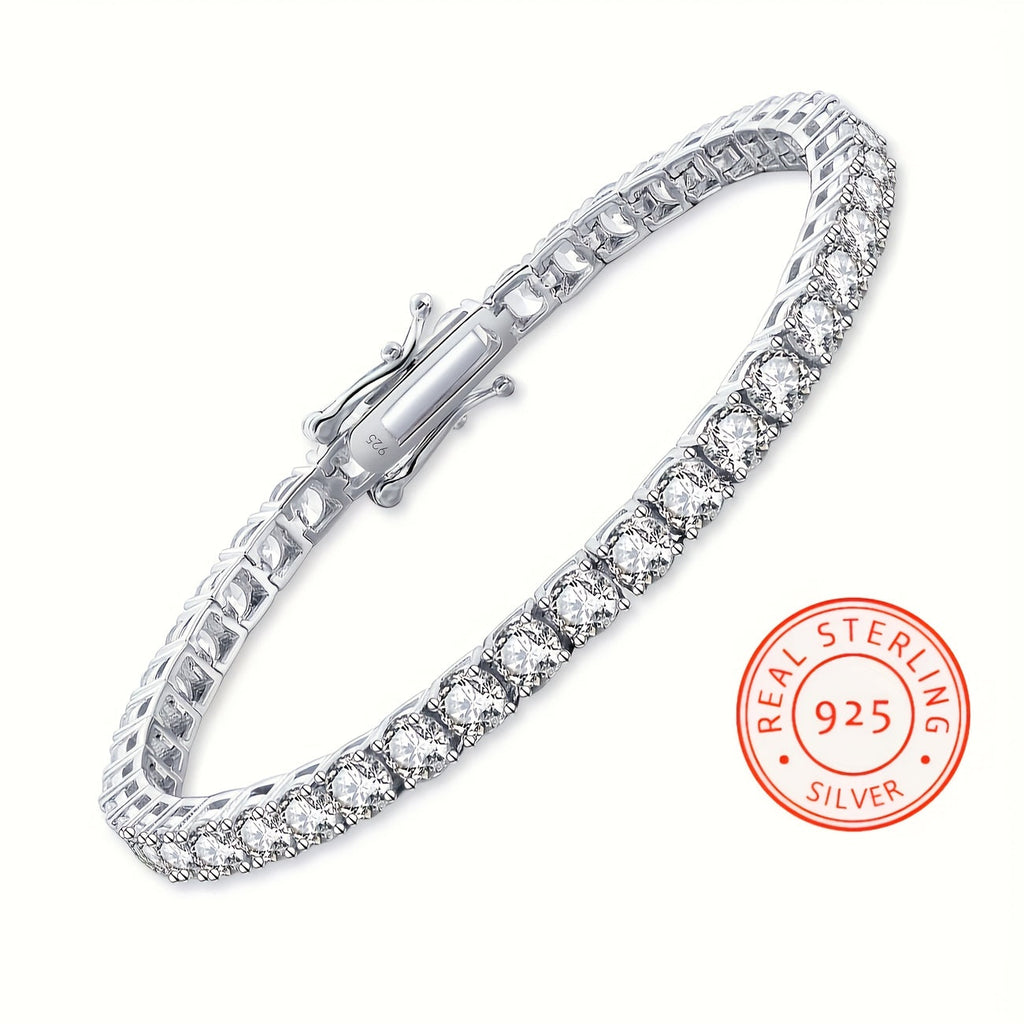 925 Sterling Silver 5mm Moissanite Tennis Bracelet – Sparkling Lab-Grown Diamond Hip Hop Luxury Jewelry Gift for Women, Ideal for Banquets, Weddings, Anniversaries, Birthdays, Christmas, and Mother's Day