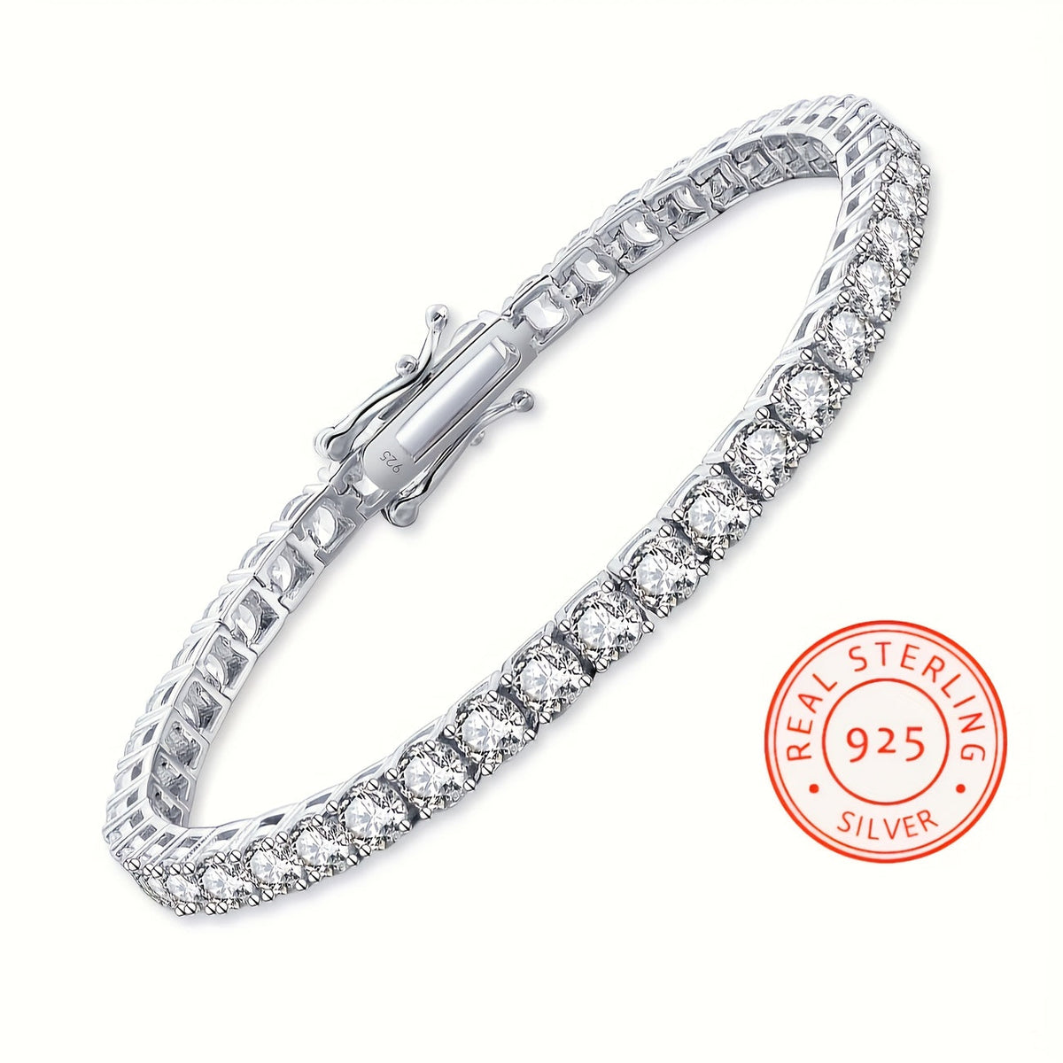 925 Sterling Silver 5mm Moissanite Tennis Bracelet – Sparkling Lab-Grown Diamond Hip Hop Luxury Jewelry Gift for Women, Ideal for Banquets, Weddings, Anniversaries, Birthdays, Christmas, and Mother's Day