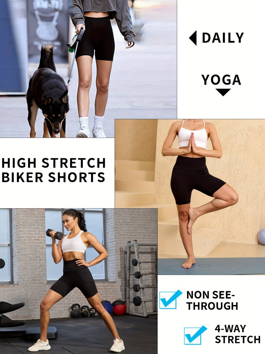 Women's High Waisted Biker Shorts 5-Pack with Pockets | Tummy Control, Non-See-Through | 6" Inseam Workout, Running, Yoga Athletic Shorts | Soft & Stretchy | XS-XXL | Mixed Colors