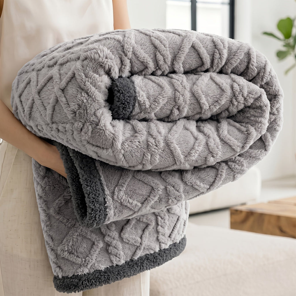 Liquid-Proof Pet Blanket, Reversible Sherpa Fleece Sofa Bed Furniture Protector for Dogs and Cats, Machine Washable Throw Blanket, Small/Medium/Large/XL, Light Gray/Khaki/Beige/Dark Gray