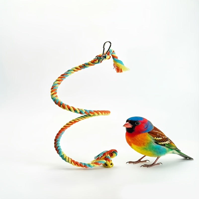 Colorful Parrot Rope Climbing Toy, Spinning Beak Grinding Chewing Hanging Toy, Bird Cage Decoration for Budgies, Cockatiels, Conures, Lovebirds (Random Color)
