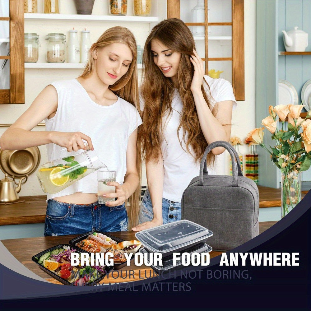 38oz Black Rectangular Meal Prep Containers 100/200 Pack Leakproof Stackable Disposable Food Storage Bento Box BPA Free Microwave, Dishwasher, and Freezer Safe for Takeout, Lunch, and Picnic
