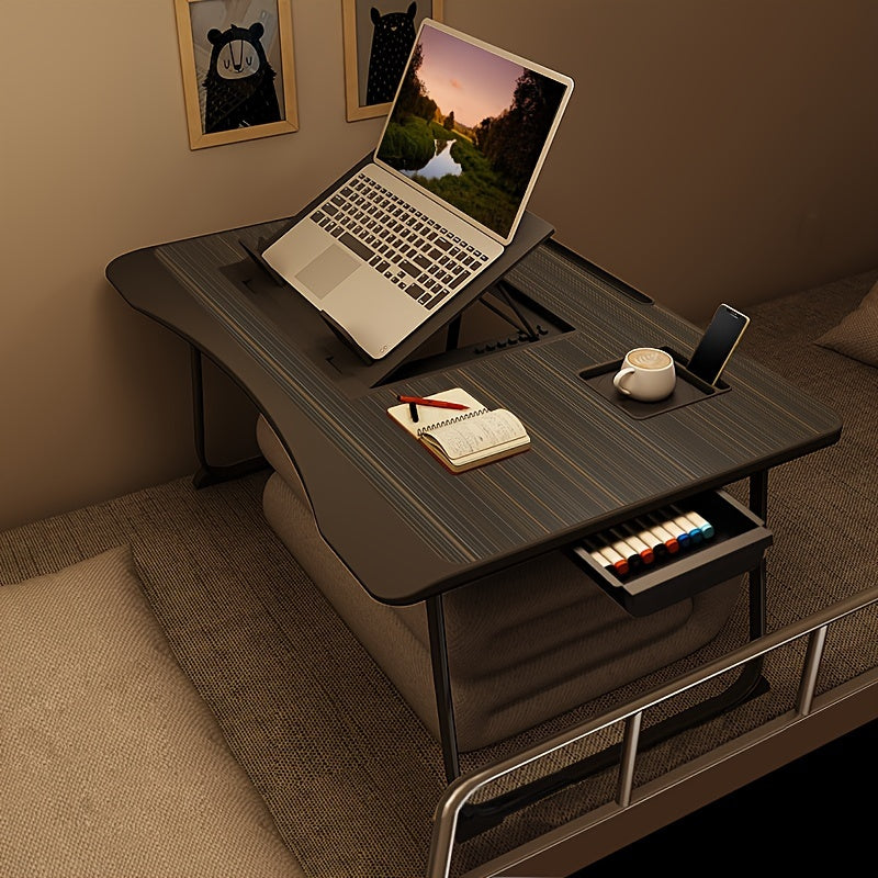 Foldable Laptop Desk for Bed & Couch with Cup Holder, Phone Holder, Drawer, and USB Port – Home Office Breakfast Tray Lap Desk for Working and Watching Movies – 6 Styles