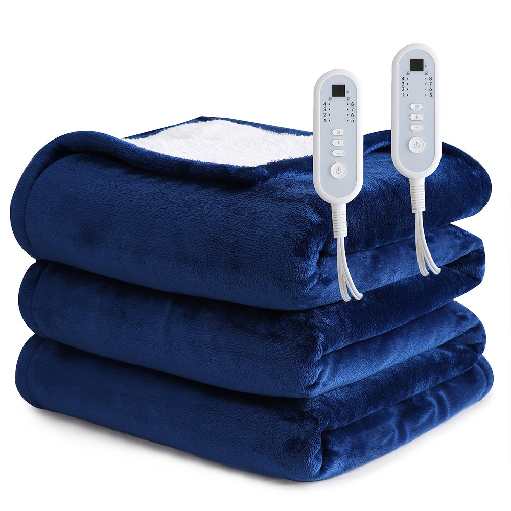 Electric Heated Blanket, Flannel, Extra Large, 8 Temperature Levels, 10-Hour Auto-Off, PTC+NTC Overheat Protection, Machine Washable – Available in Throw, Twin, Full, Queen, and King Sizes