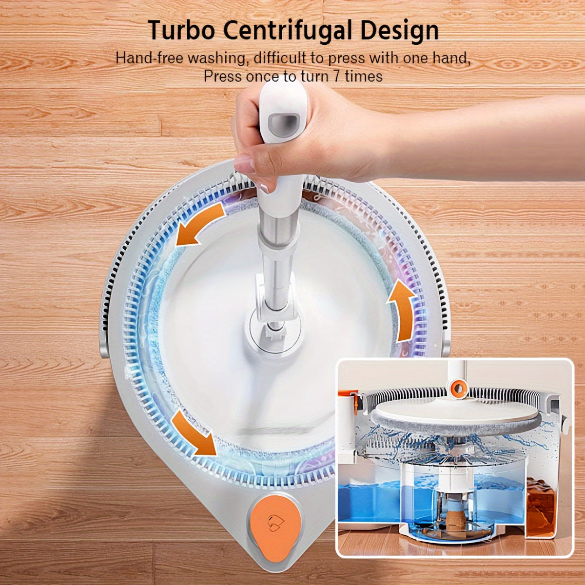 Hands-Free Spin Mop & Bucket Set with Sewage Separation – 3 Mop Head Types Rotating Floor Mop for Home Kitchen Bathroom Dry & Wet Cleaning