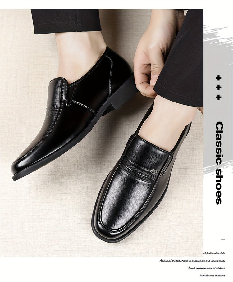 Men's Oxford Dress Shoes Formal Slip-On Business Loafers High-Quality Fashion Leather-Look Footwear for Men Extra Large Sizes US 7-13 Black