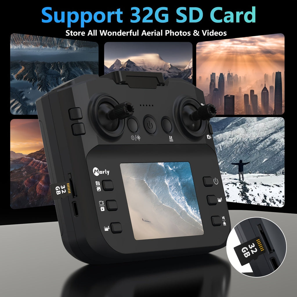 Drone with Camera for Adults, Brushless Motor, Dual Camera with Screen Remote Controller, Altitude Hold, 3D Flips, Headless Mode, SD Card Support, 3 Speeds, One-Key Takeoff & Landing – RC Quadcopter for Beginners & Adults
