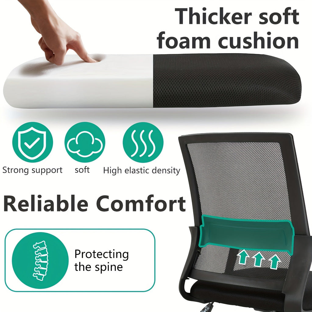 Mid-Back Ergonomic Mesh Office Chair, 360° Swivel, 5-Wheel Base, Lumbar Support Computer Desk Chair for Home Office - 250 LBS Capacity (Available in Black, Grey, Blue, White, Pink)