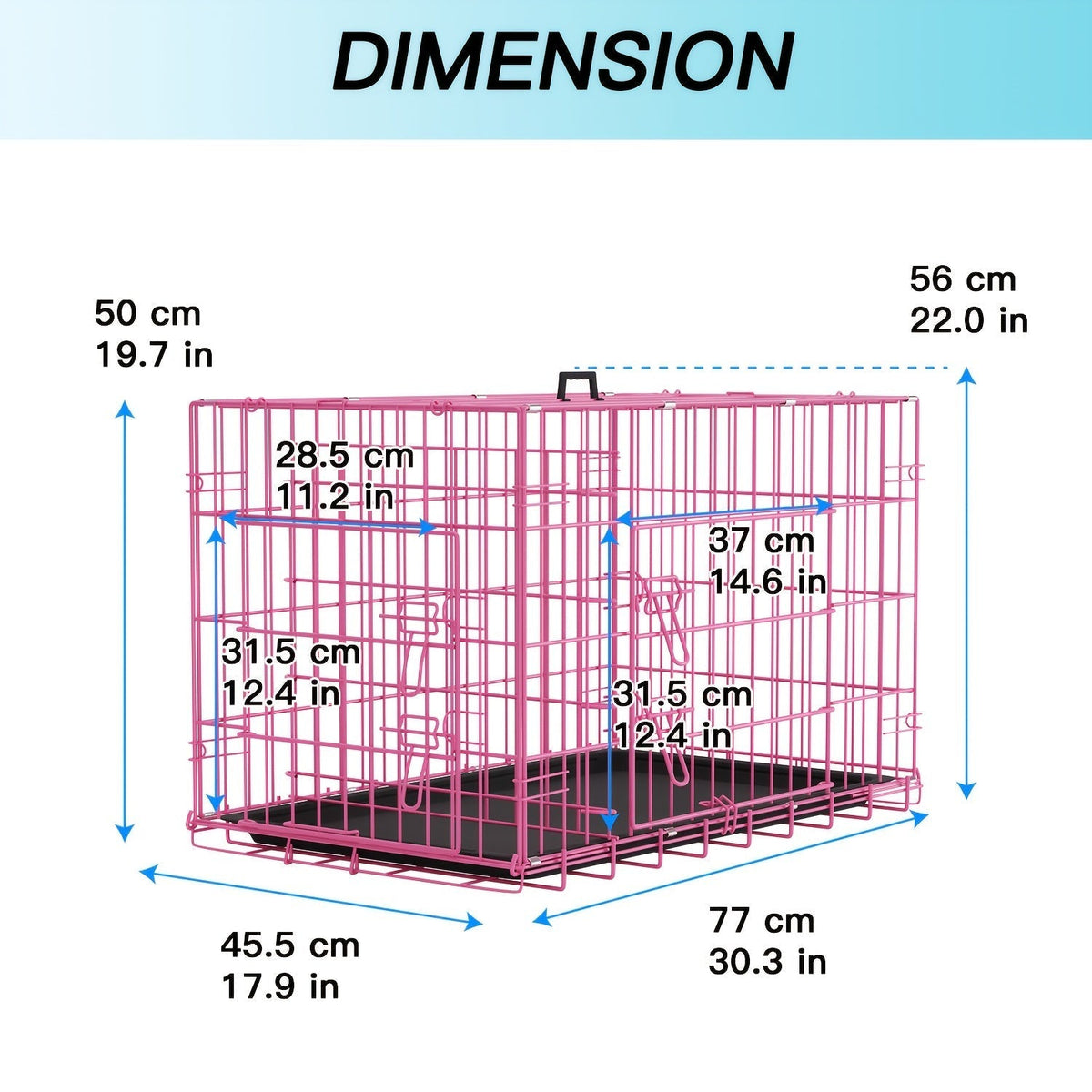 Foldable Metal Wire Dog Crate for Small Dogs & Rabbits – Adjustable Divider Panel, Leak-Proof Plastic Pan, Indoor Outdoor Pet Kennel for Chihuahuas, Toy Breeds, and Small Animals, Multiple Sizes